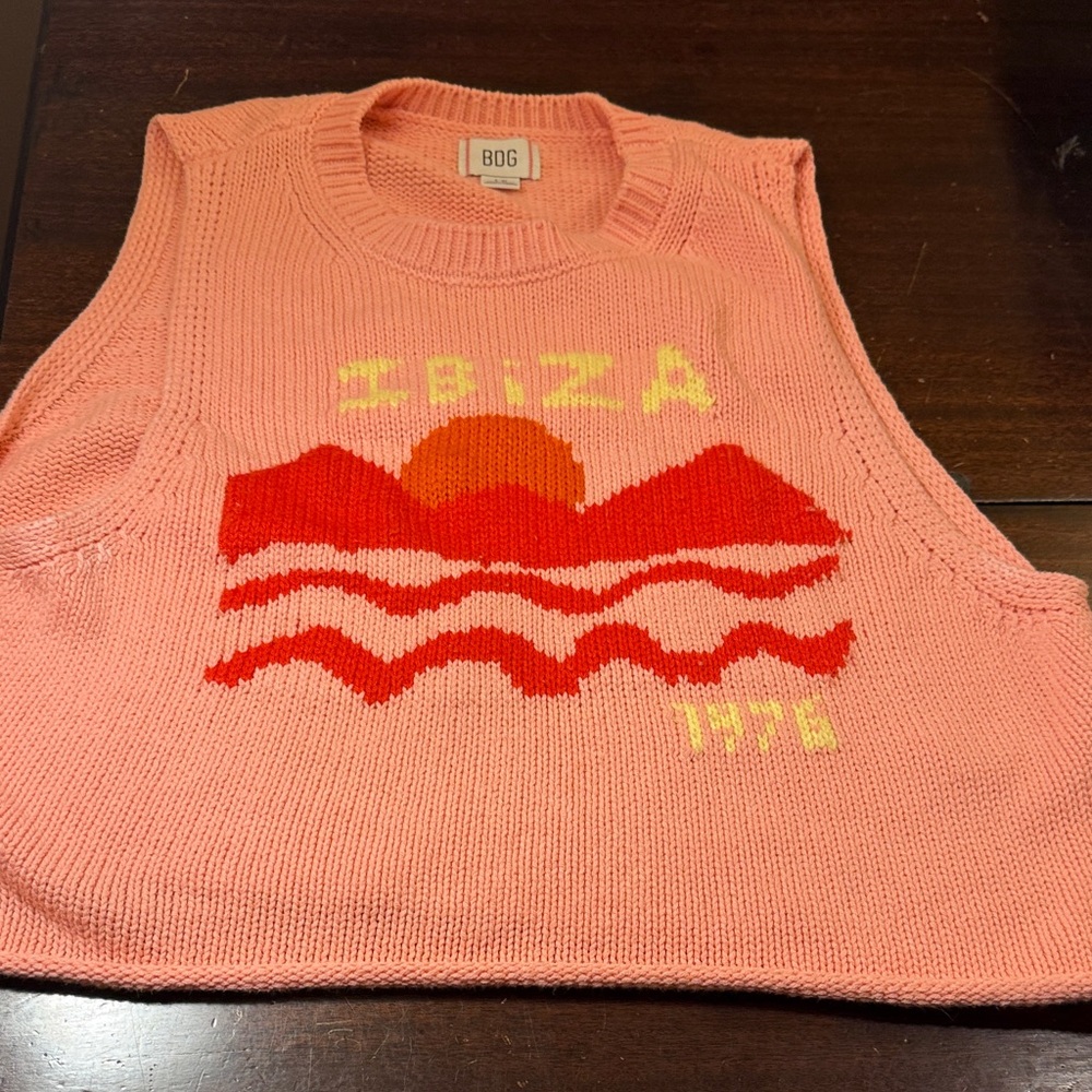 NWOT BDG Ibiza 1976 Peach Knit Vest | Retro Boho Coastal Cowgirl Cropped L - Picture 3 of 9